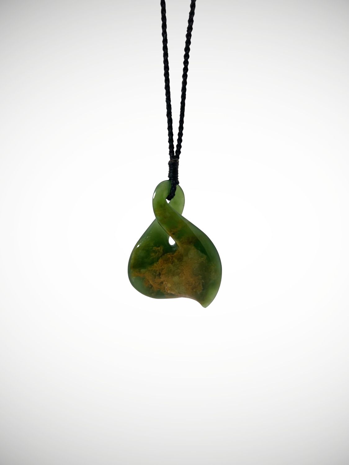 Moko Pounamu Single Pikorua (Twist) NZ Genuine Kahurangi Flower Greenstone - Waiautoa