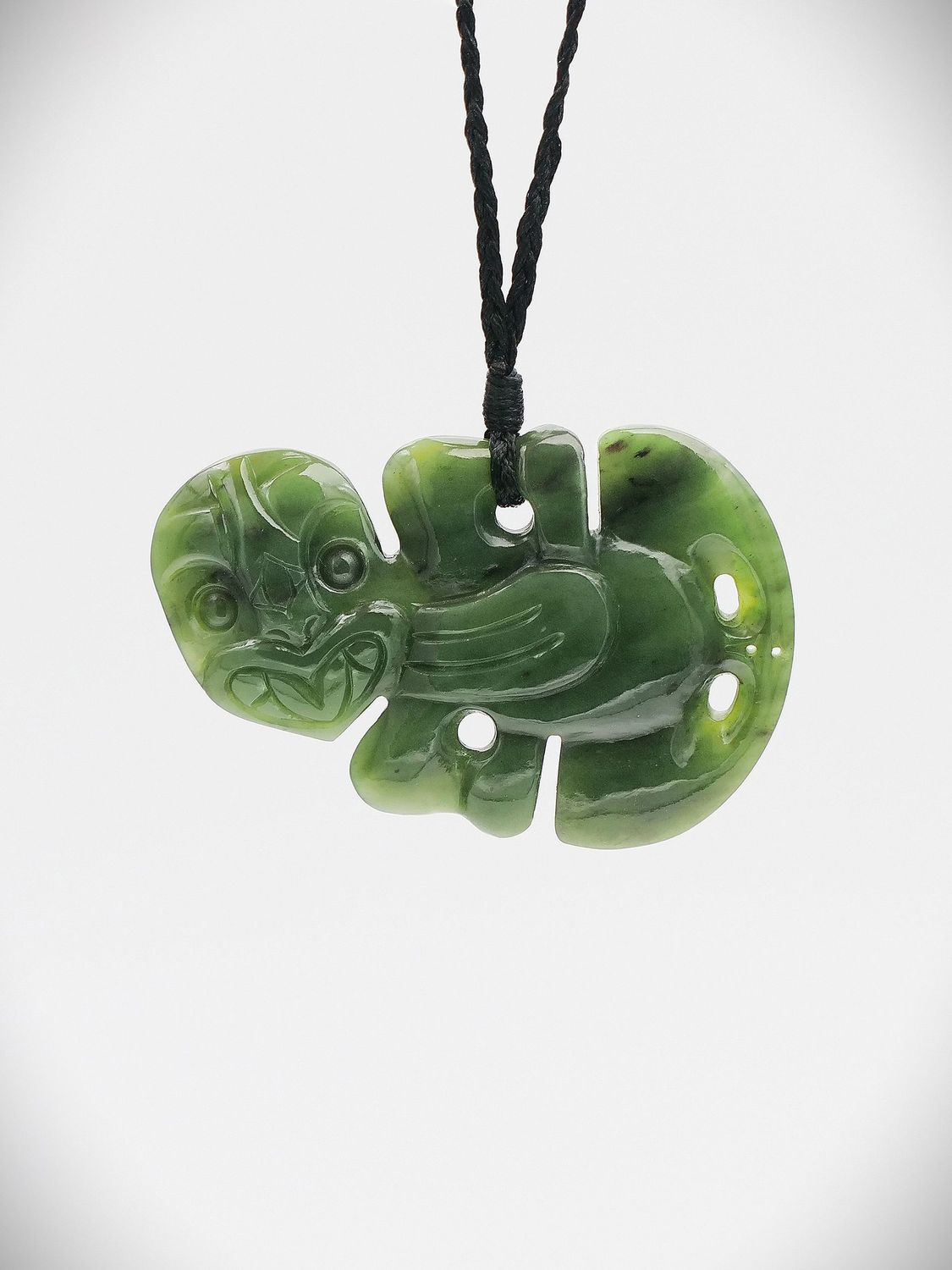Moko Pounamu Hei Tiki NZ Genuine Kawakawa Greenstone - Taihape Moko Pounamu Hei Tiki NZ Genuine Kawakawa Greenstone - Taihape