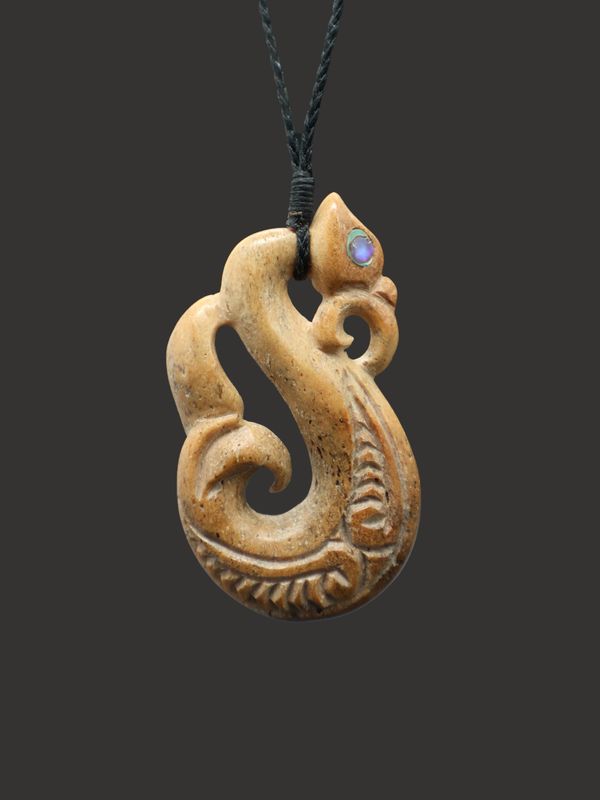 Moko Pounamu Manaia Genuine Whale Bone Carving - Whakapapakura SALE