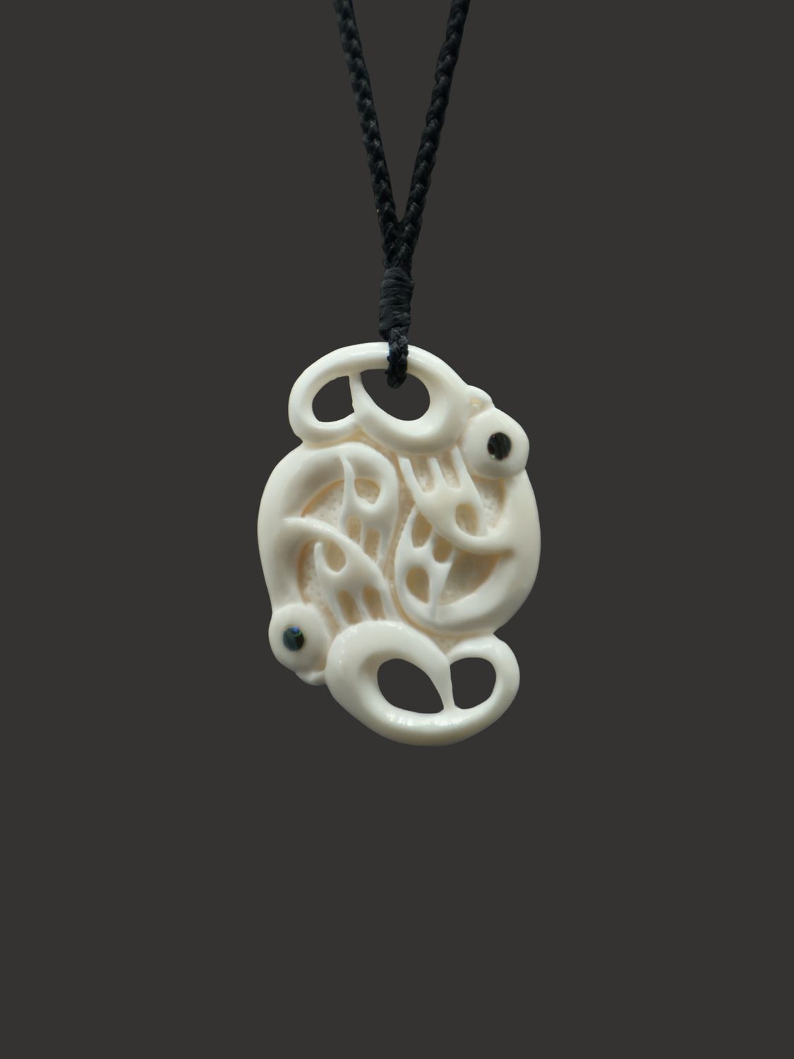 Moko Pounamu Double Manaia Bone Carving - Ohonu - SALE