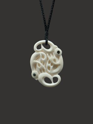 Moko Pounamu Double Manaia Bone Carving - Ohonu - SALE