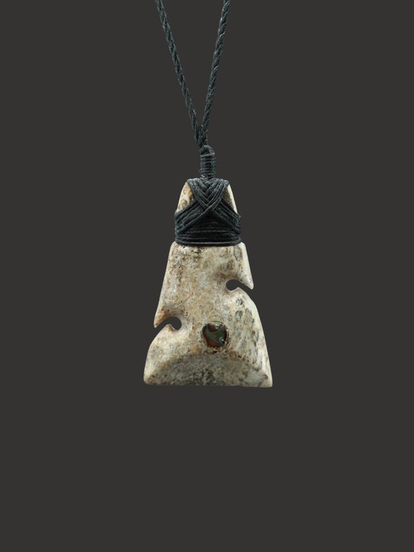 Moko Pounamu Toki Genuine Whale Bone Carving - Takitimu SALE