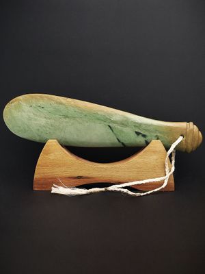 Moko Pounamu Mere NZ Genuine Auhunga Flower Pounamu - Waihapa Moko Pounamu Mere NZ Genuine Auhunga Flower Pounamu - Waihapa