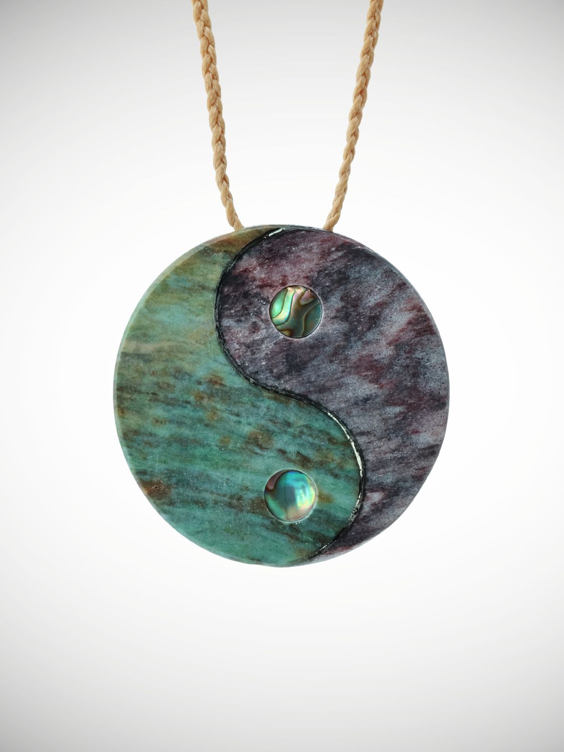 Moko Pounamu Yin Yang NZ Genuine Aroha Stone & Nelson Golden Bay Polychrome Schist - Iwituaroa