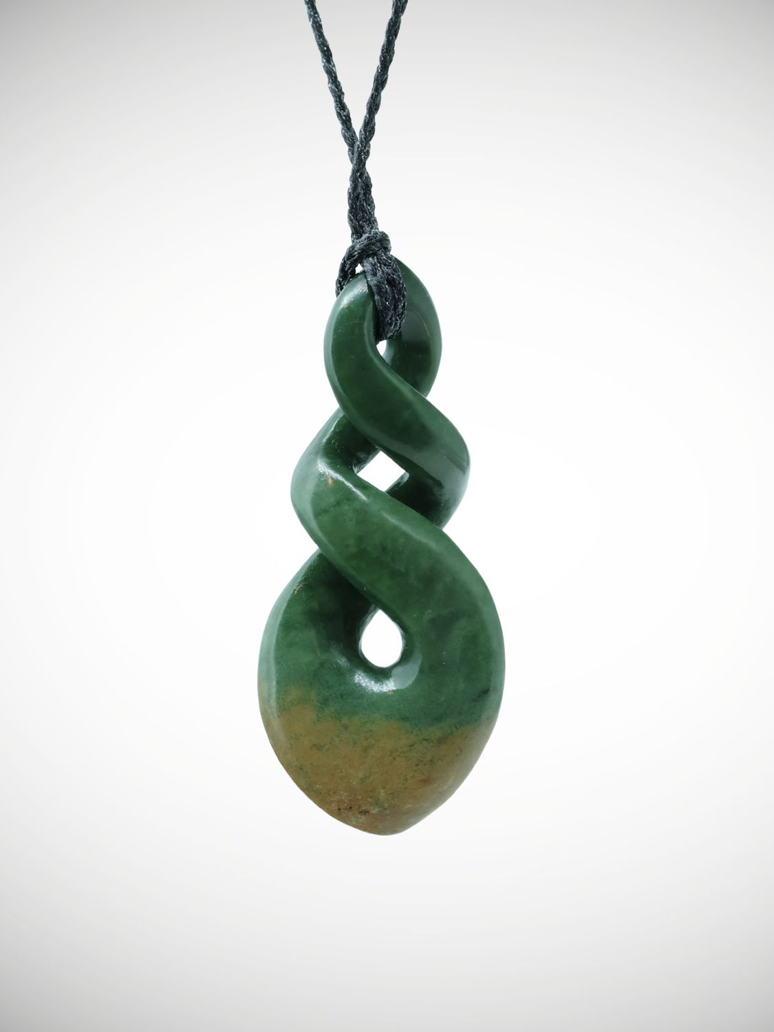 Moko Pounamu Double Pikorua (Twist) NZ Genuine Raukaraka Greenstone - Arapae