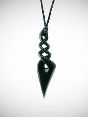 Moko Pounamu Triple Pikorua (Twist) NZ Genuine Kawakawa Greenstone -