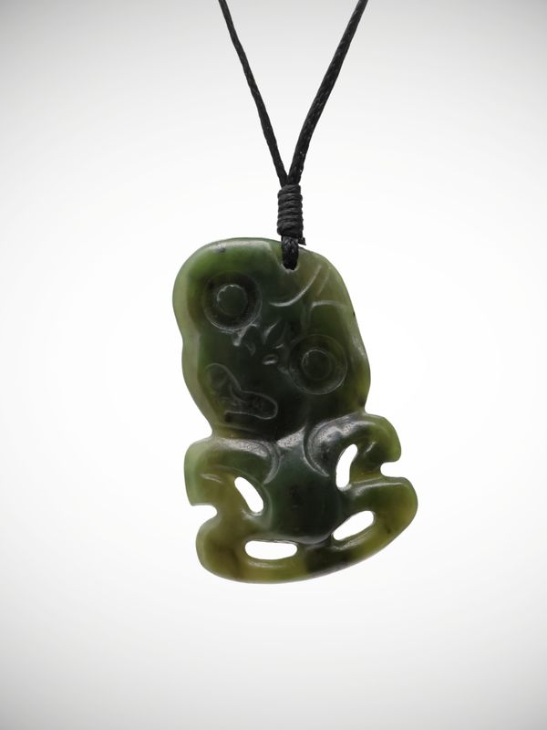 Moko Pounamu Hei Tiki Genuine NZ Kawakawa Greenstone - Kaimata Moko Pounamu Hei Tiki Genuine NZ Kawakawa Greenstone - Kaimata