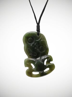 Moko Pounamu Hei Tiki Genuine NZ Kawakawa Greenstone - Kaimata Moko Pounamu Hei Tiki Genuine NZ Kawakawa Greenstone - Kaimata