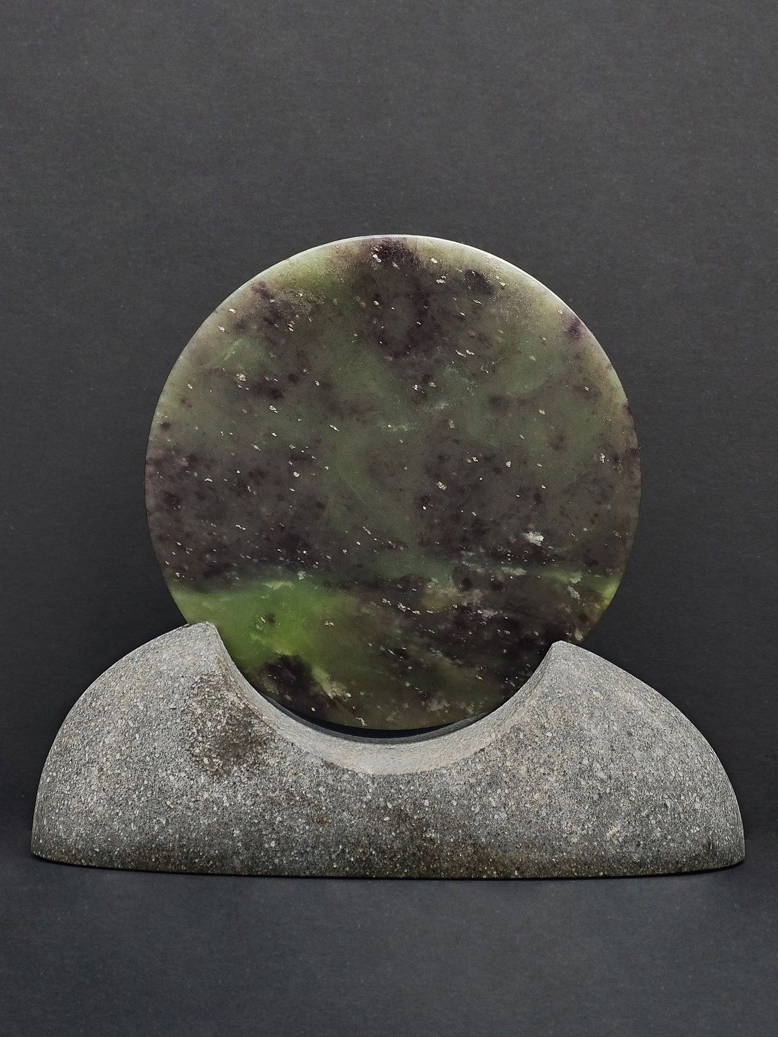 Moko Pounamu Porohita (Disc) Sculpture NZ Genuine Totoweka Greenstone - Murupara Moko Pounamu Porohita (Disc) Sculpture NZ Genuine Totoweka Greenstone - Murupara