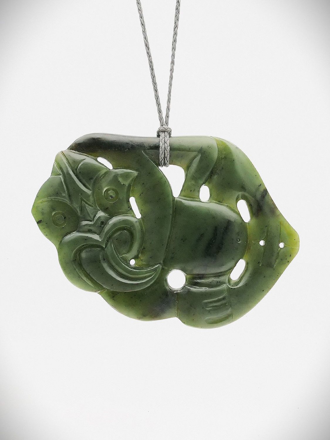 Moko Pounamu Hei Tiki Genuine NZ Kawakawa Greenstone - Waipaoa Moko Pounamu Hei Tiki Genuine NZ Kawakawa Greenstone - Waipaoa