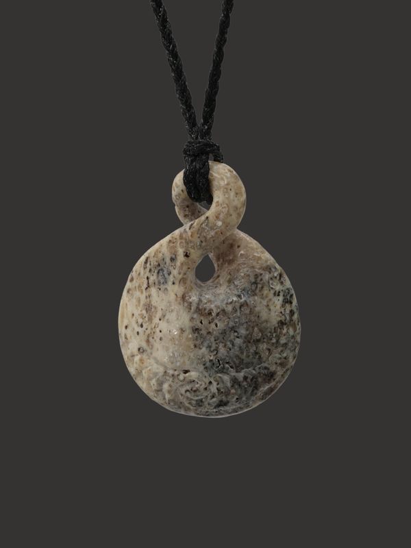 Moko Pounamu Pikorua (Twist) Genuine Whale Bone Carving - Erua SALE