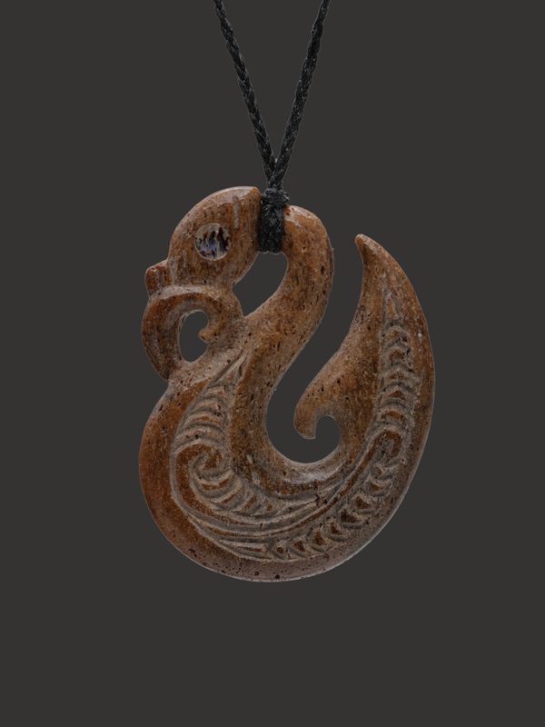 Moko Pounamu Manaia Genuine Whale Bone Carving - Kaikumera SALE
