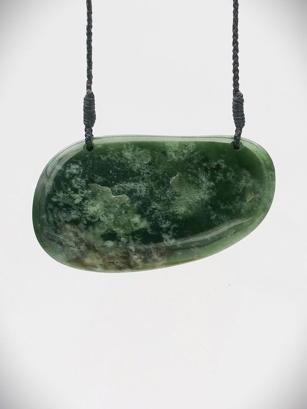Moko Pounamu Kouma (Breastplate) Genuine NZ Kawakawa Flower Greenstone - Awatoto