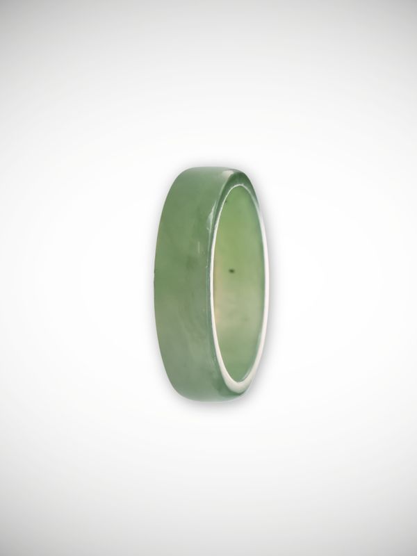 Moko Pounamu Flat Band Ring Genuine NZ Inanga Greenstone - Whenuahou