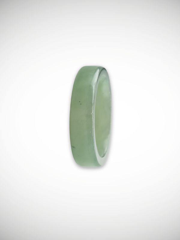 Moko Pounamu Flat Band Ring Genuine NZ Inanga Greenstone - Whenuakura