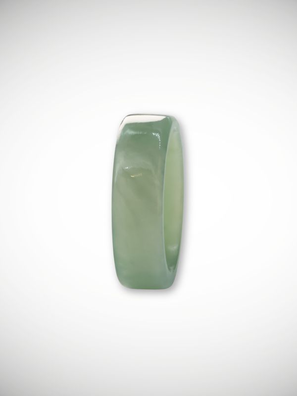Moko Pounamu Flat Band Ring Genuine NZ Inanga Greenstone - Whatawhata