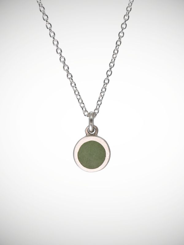 Moko Pounamu Genuine NZ Greenstone & Sterling Silver Small Round CAIM Pendant CP8-P