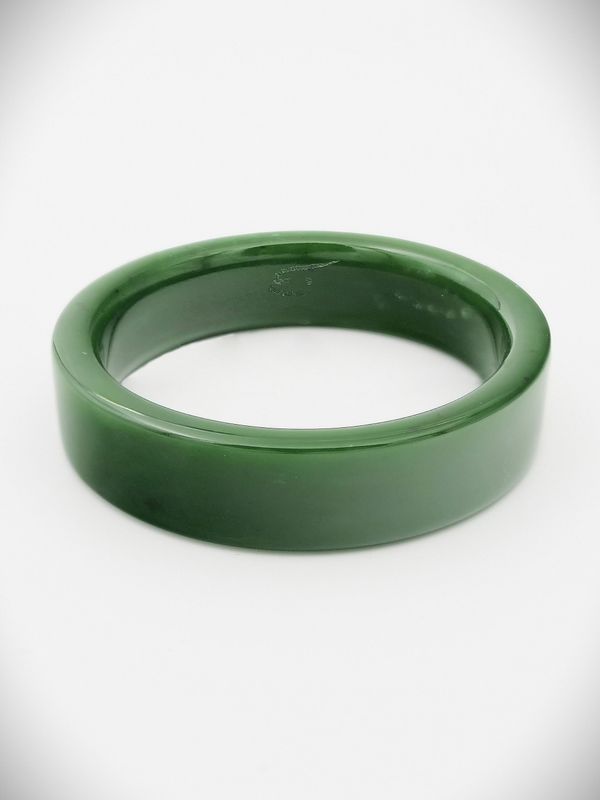 Moko Pounamu Solid Bangle NZ Genuine Kahurangi Putiputi (Flower) Greenstone - Mangatuna