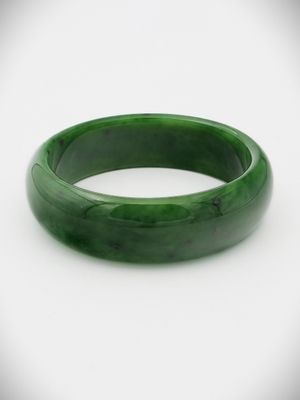 Moko Pounamu Solid Bangle NZ Genuine Kahurangi Greenstone - Ahititi 60mm