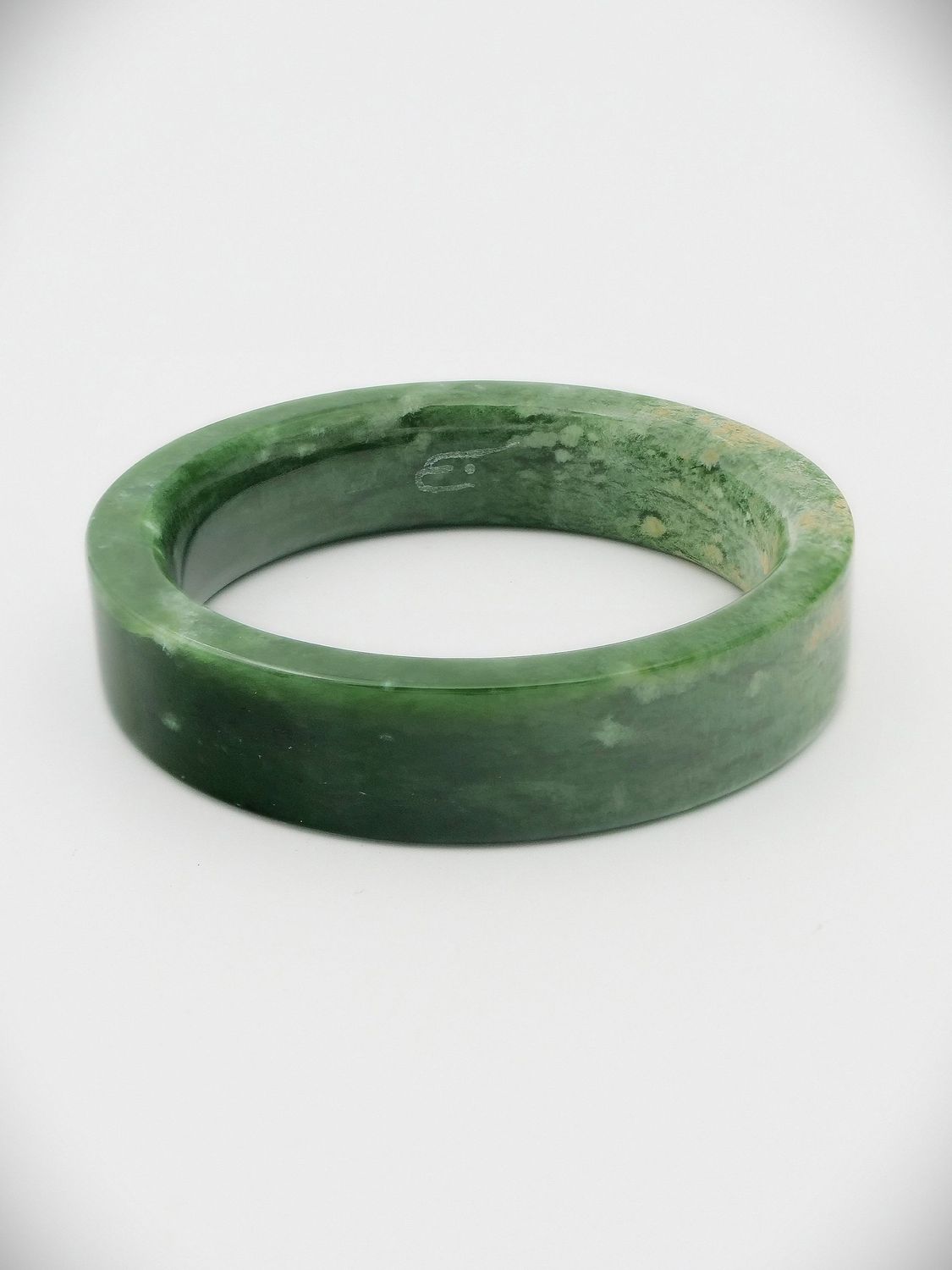 Moko Pounamu Solid Bangle NZ Genuine Kahurangi Putiputi (Flower) Greenstone - Tauwhareparae