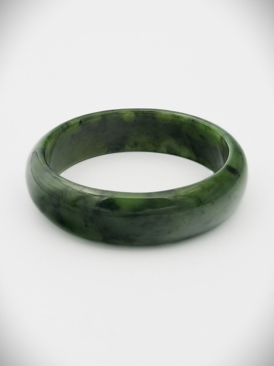 Moko Pounamu Solid Bangle NZ Genuine  Kawakawa Greenstone - Anaura