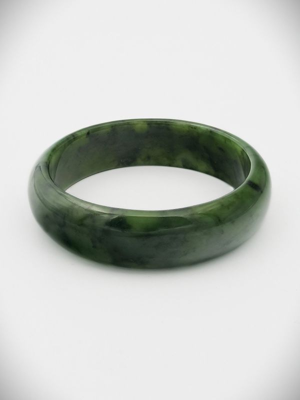 Moko Pounamu Solid Bangle NZ Genuine  Kawakawa Greenstone - Anaura
