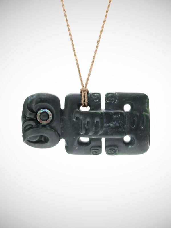 Moko Pounamu Hei Tiki Genuine NZ Kawakawa Greenstone - Awatoto Moko Pounamu Hei Tiki Genuine NZ Kawakawa Greenstone - Awatoto