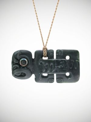Moko Pounamu Hei Tiki Genuine NZ Kawakawa Greenstone - Awatoto Moko Pounamu Hei Tiki Genuine NZ Kawakawa Greenstone - Awatoto