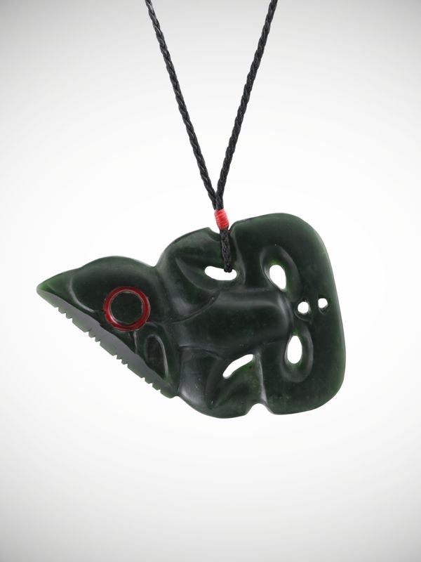 Moko Pounamu Hei Tiki Genuine NZ Kawakawa Greenstone - Aratika Moko Pounamu Hei Tiki Genuine NZ Kawakawa Greenstone - Aratika