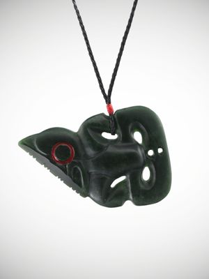 Moko Pounamu Hei Tiki Genuine NZ Kawakawa Greenstone - Aratika Moko Pounamu Hei Tiki Genuine NZ Kawakawa Greenstone - Aratika