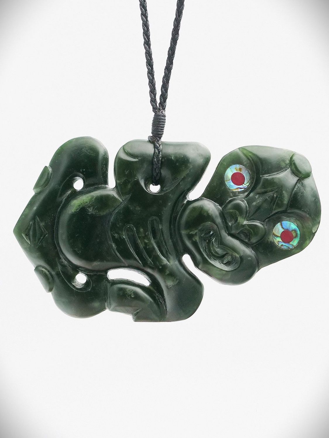 Moko Pounamu Hei Tiki Genuine NZ Kawakawa Greenstone - Ruatoria Moko Pounamu Hei Tiki Genuine NZ Kawakawa Greenstone - Ruatoria