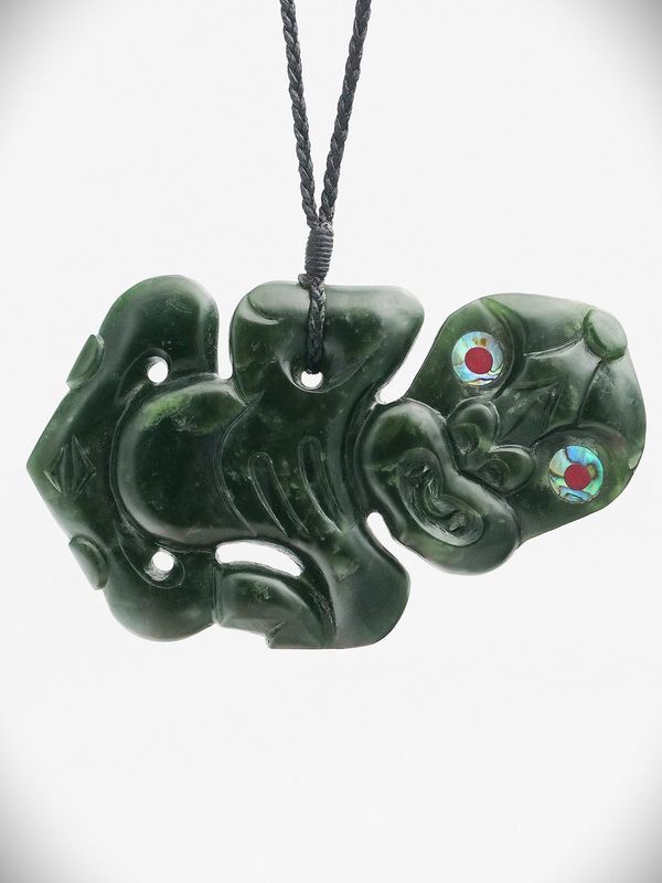 Moko Pounamu Hei Tiki Genuine NZ Kawakawa Greenstone - Ruatoria Moko Pounamu Hei Tiki Genuine NZ Kawakawa Greenstone - Ruatoria