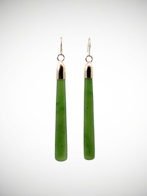 Moko Pounamu NZ Kahurangi Greenstone & 9ct Gold Earrings - Aranui Moko Pounamu NZ Kahurangi Greenstone & 9ct Gold Earrings - Aranui