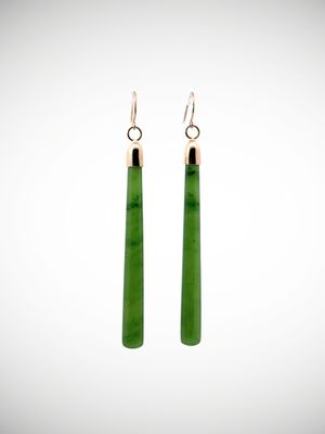 Moko Pounamu NZ Kahurangi Greenstone & 9ct Gold Earrings - Arapito Moko Pounamu NZ Kahurangi Greenstone & 9ct Gold Earrings - Arapito