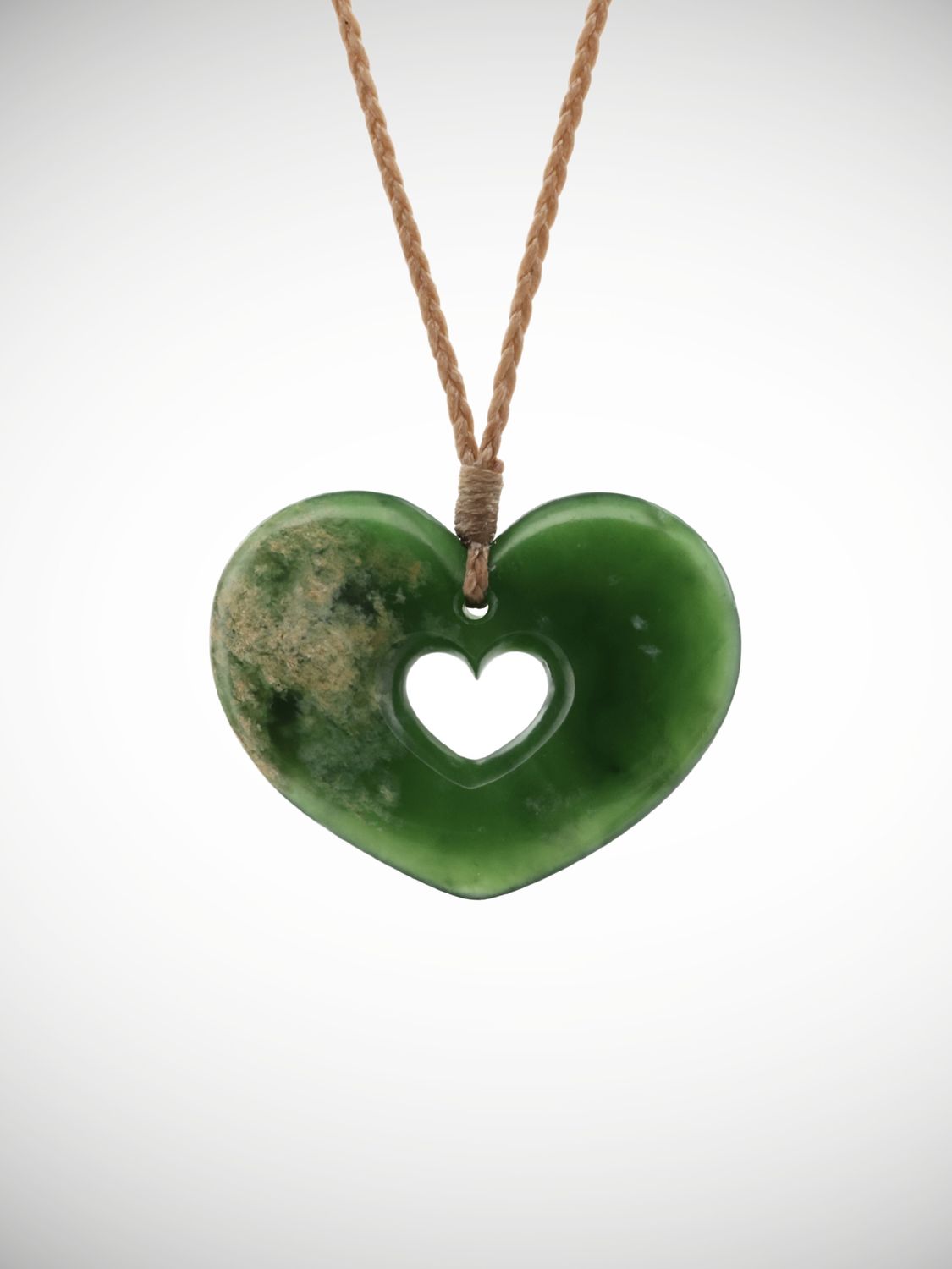 Moko Pounamu Double Manawa (Heart) Genuine NZ Marsden Flower Greenstone - Kararoa