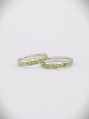 Moko Pounamu Couples RIng Set - Sterling Silver & Genuine NZ Kahurangi Greenstone Band Ring 4mm + 4mm SSBR4CP Moko Pounamu Couples RIng Set - Sterling Silver & Genuine NZ Kahurangi Greenstone Band Ring 4mm + 4mm SSBR4CP