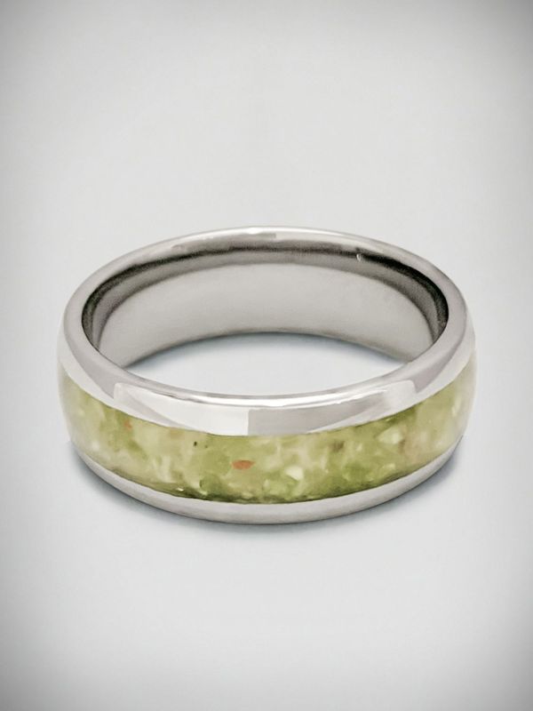 Moko Pounamu Couples RIng Set - Sterling Silver & Genuine NZ Kahurangi Greenstone Band Ring 8mm + 8mm SSBR4CP