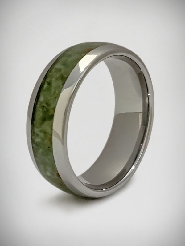 Moko Pounamu Couples Ring Set Tungsten Carbide & Genuine NZ Kawakawa Greenstone Band Rings TBR-CP 4mm +8mm