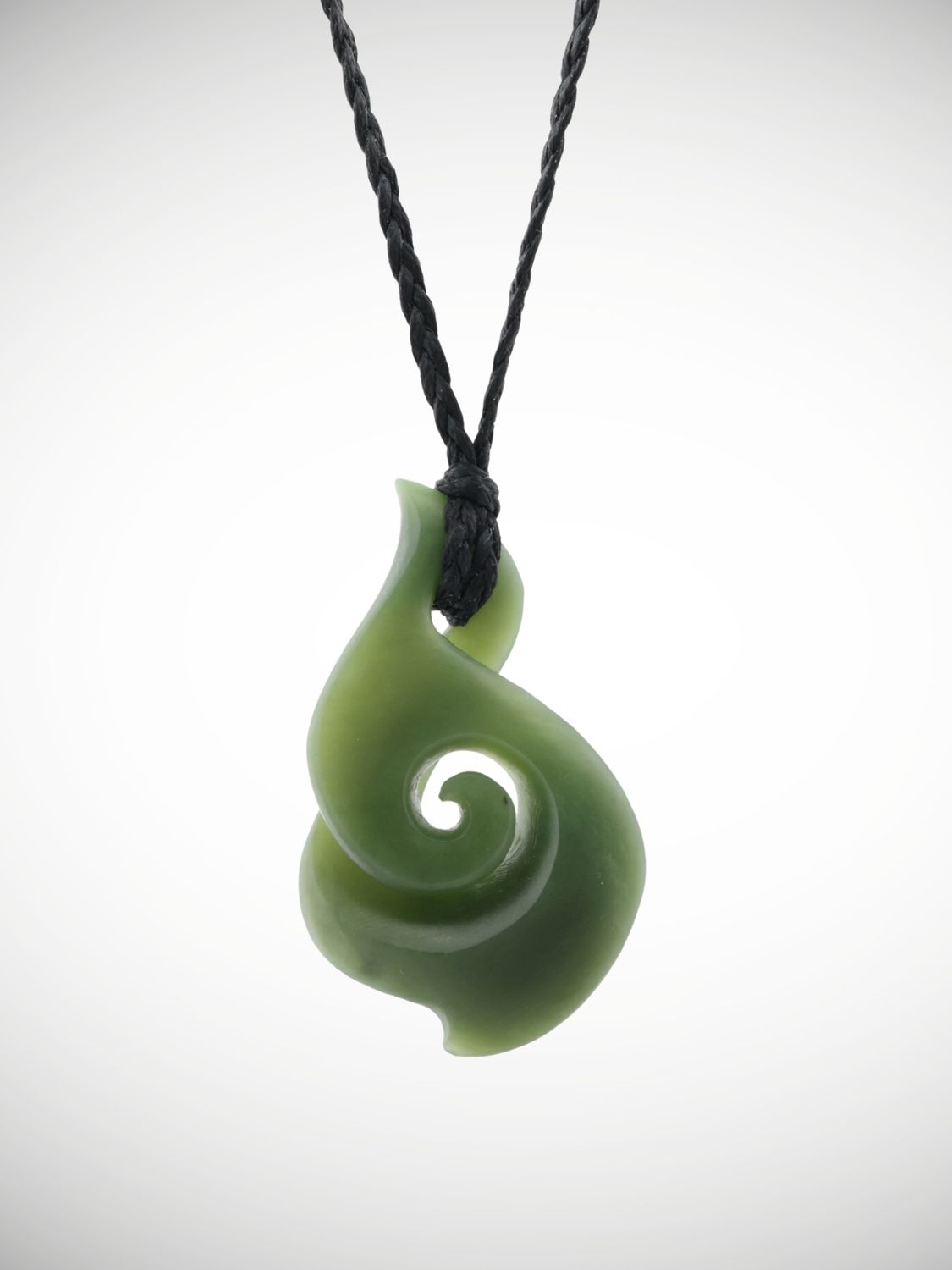 Moko Pounamu Single Pikorua Koru NZ Genuine Inanga Greenstone - Omana