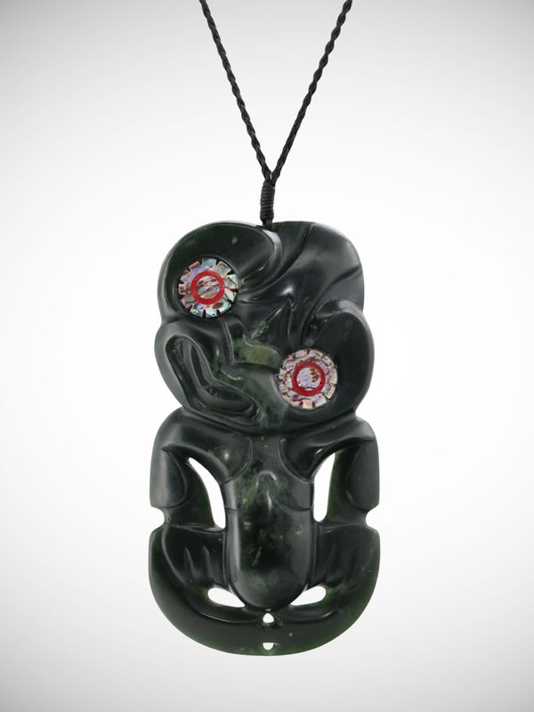 Moko Pounamu Hei Tiki Genuine NZ Kawakawa Greenstone - Maungatua Moko Pounamu Hei Tiki Genuine NZ Kawakawa Greenstone - Maungatua