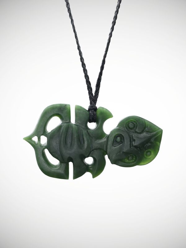 Moko Pounamu Hei Tiki Genuine NZ Kawakawa Greenstone - Kairara Moko Pounamu Hei Tiki Genuine NZ Kawakawa Greenstone - Kairara