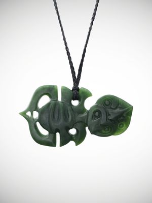 Moko Pounamu Hei Tiki Genuine NZ Kawakawa Greenstone - Kairara Moko Pounamu Hei Tiki Genuine NZ Kawakawa Greenstone - Kairara