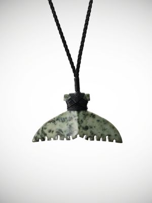 Moko Pounamu Whales Tail NZ Genuine Kokopu Greenstone - Awapuni Moko Pounamu Whales Tail NZ Genuine Kokopu Greenstone - Awapuni