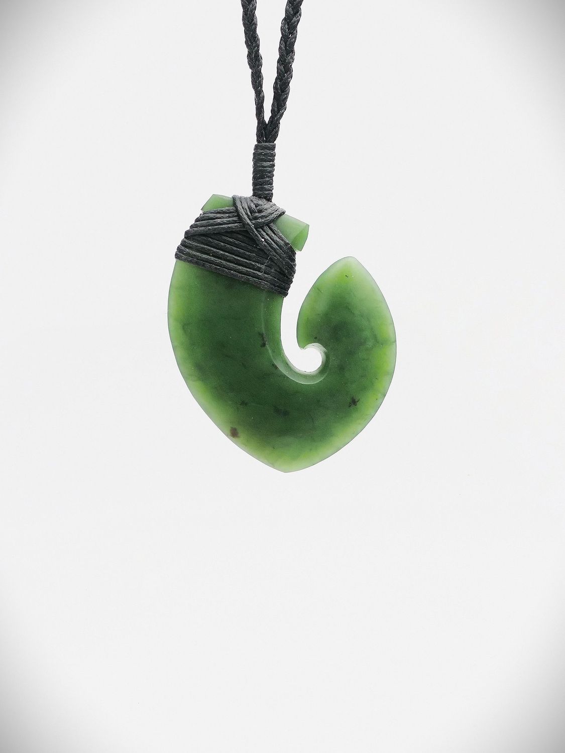 Moko Pounamu Hei Matau (Hook) NZ Genuine Hapopo Greenstone - Tauarau
