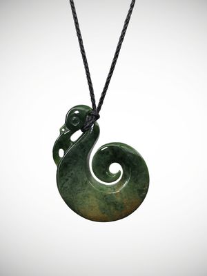 Moko Pounamu Koropepe Genuine NZ Kawakawa Flower Greenstone - Opapa