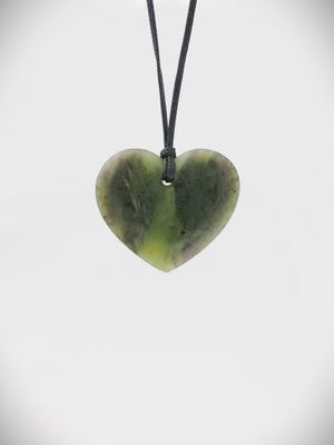 Moko Pounamu Heart NZ Genuine Hapopo Greenstone - Kokako