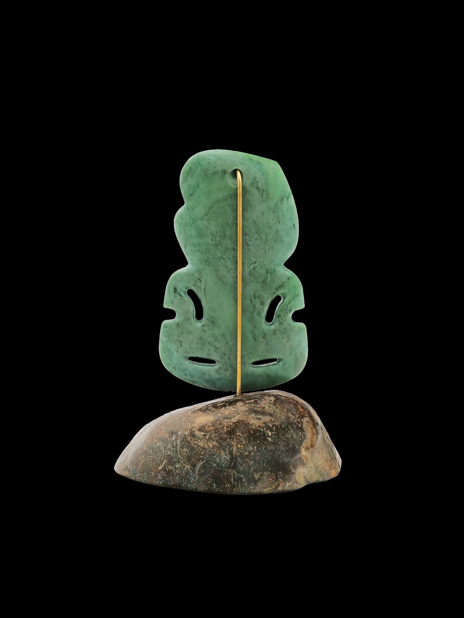 Moko Pounamu Tiki Sculpture NZ Genuine Blue Inanga Greenstone - Tokoroa