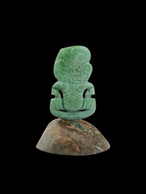 Moko Pounamu Tiki Sculpture NZ Genuine Blue Inanga Greenstone - Tokoroa