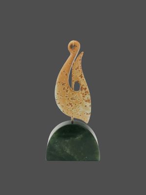 Moko Pounamu Matau (Fishhook) Sculpture NZ Genuine Kokopu & Kawakawa Greenstone - Tekoa