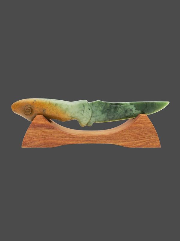 Moko Pounamu Knife Genuine NZ Raukaraka Pounamu Greenstone - Ohakuri